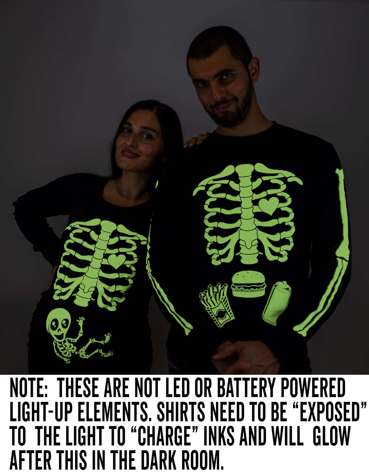 Halloween glow in the dark couple skeleton long sleeve product image 5