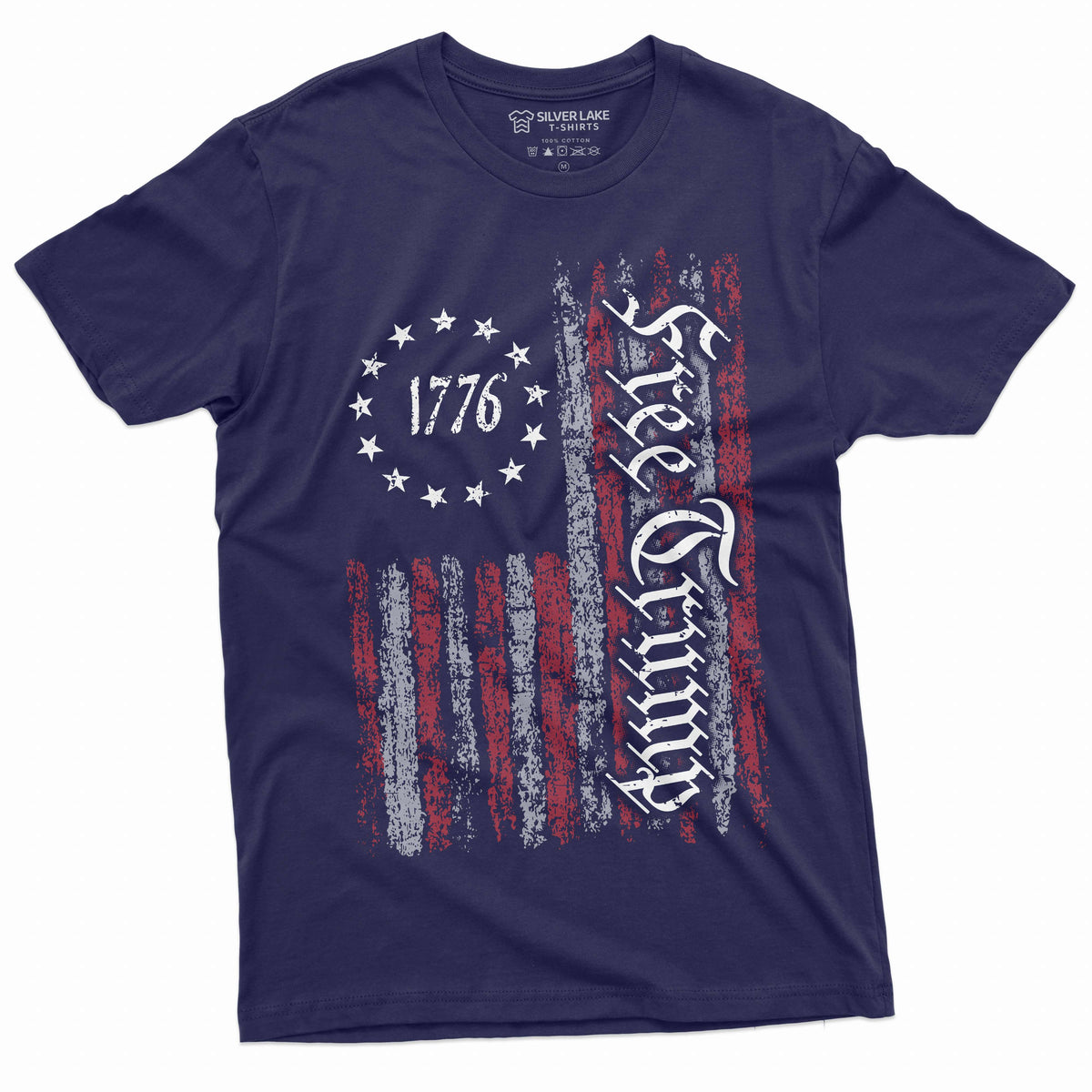 Men's Free Trump USA flag 1776 T-shirt Patriotic DJT 2024 product image 3