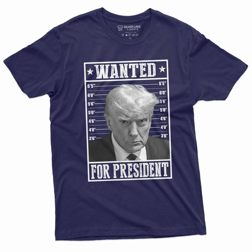 Trump T-shirt Wanted for President rea Mugshot DJT Tee shirt Republican party politics election tee