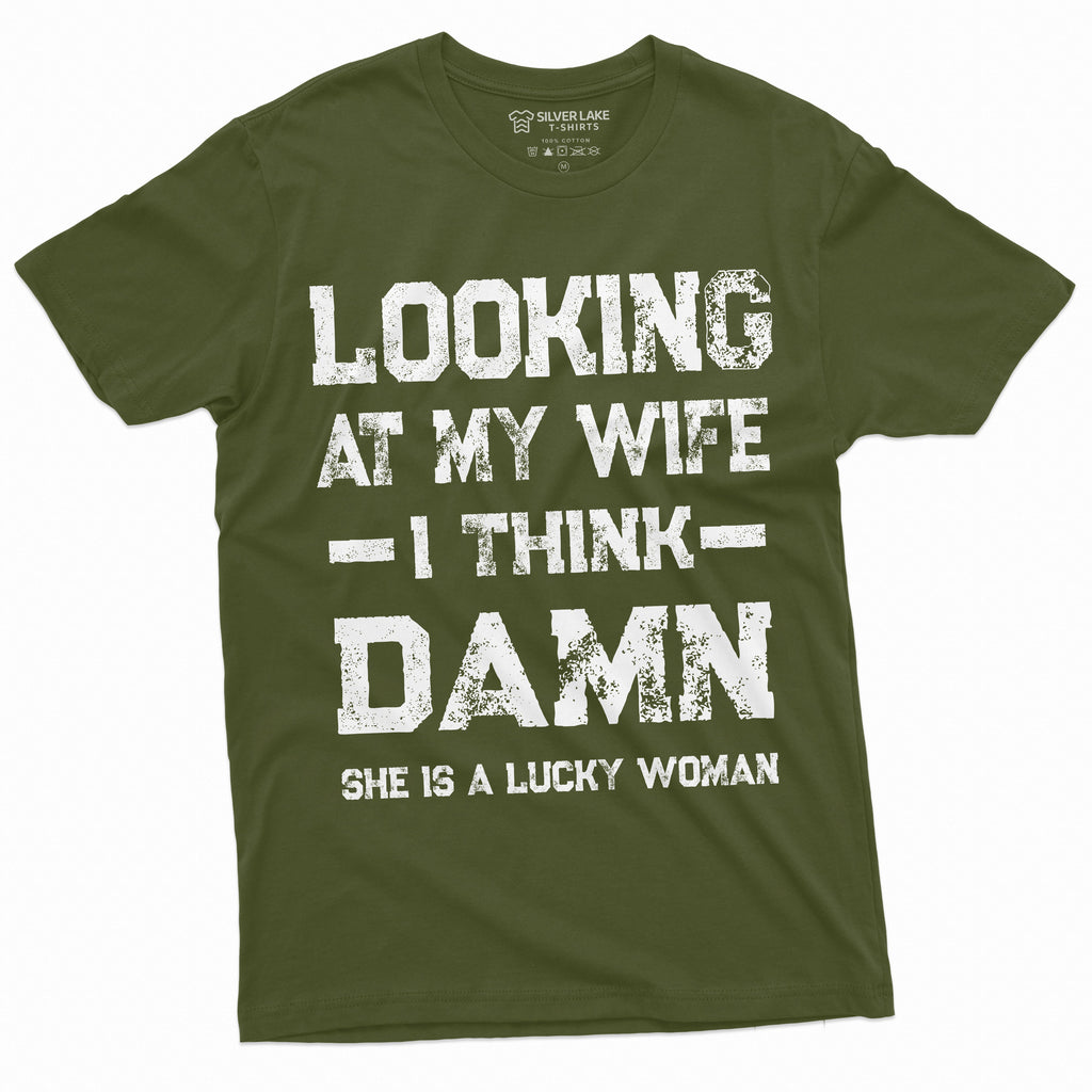 Men's Funny Looking at my Wife Lucky Woman Tee Shirt product image 10