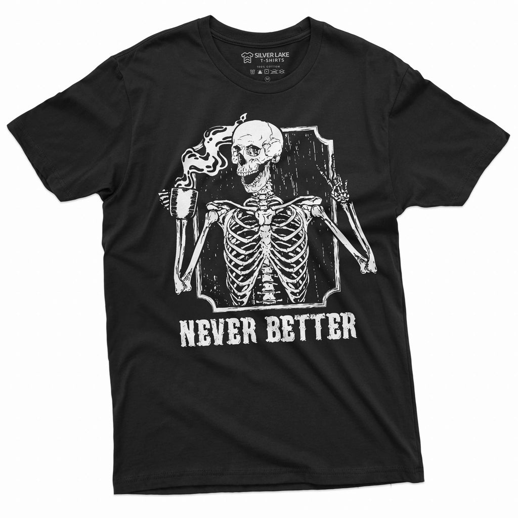 Coffee and Skeleton Halloween funny T-shirt Mens Womens product image 4