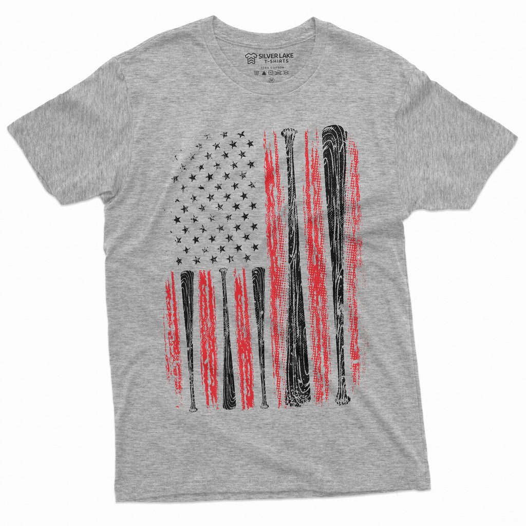 Men's Baseball USA Flag T-shirt Bat American Sports Shirt product image 13
