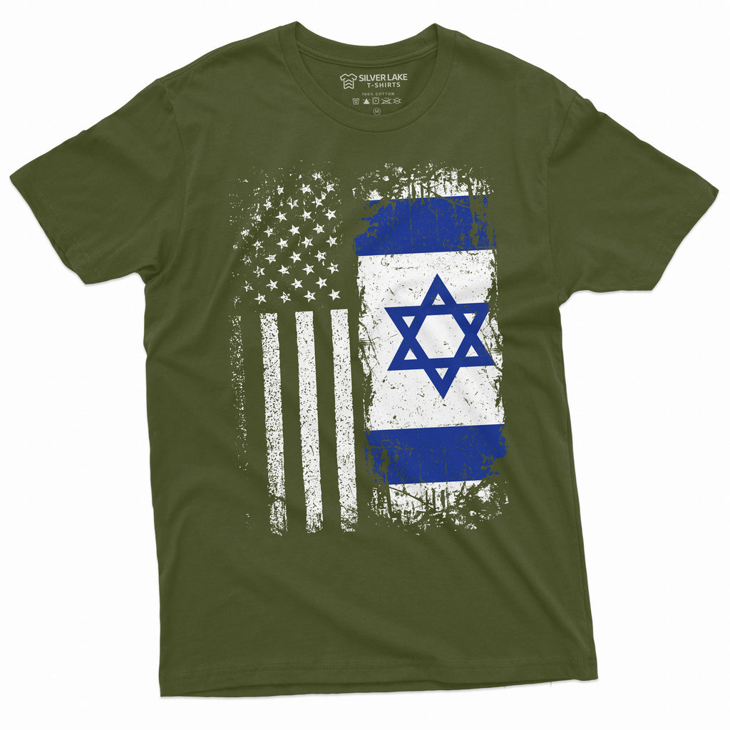 Men's Israel USA T-shirt support IDF Flag coat of arms product image 4