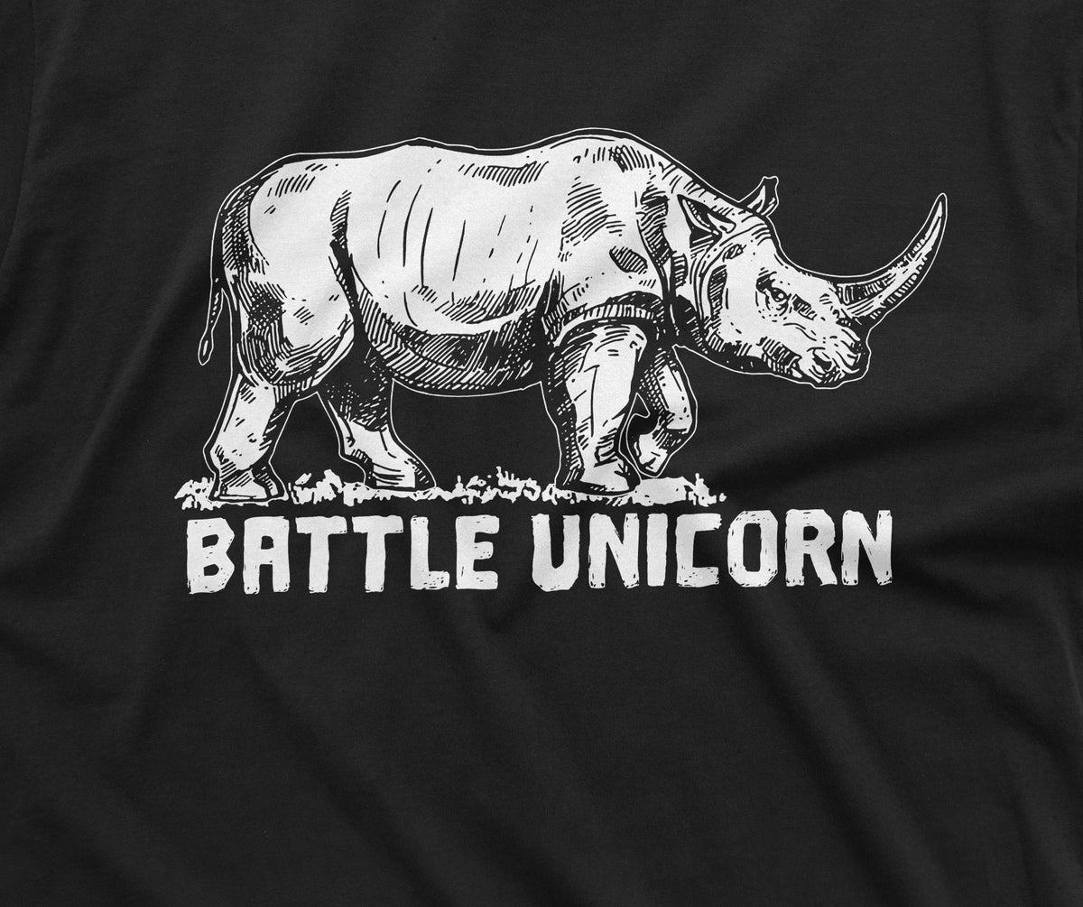 Mens Funny Unicorn T-shirt Rhino Battle Shirt Humorous Tee product image 2