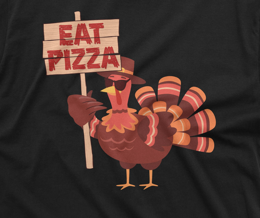Funny Thanksgiving T-shirt Turkey Eat Pizza Cool Graphic product image 2
